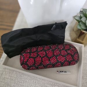 Red and Black Beaded Eyeglass Hard Case